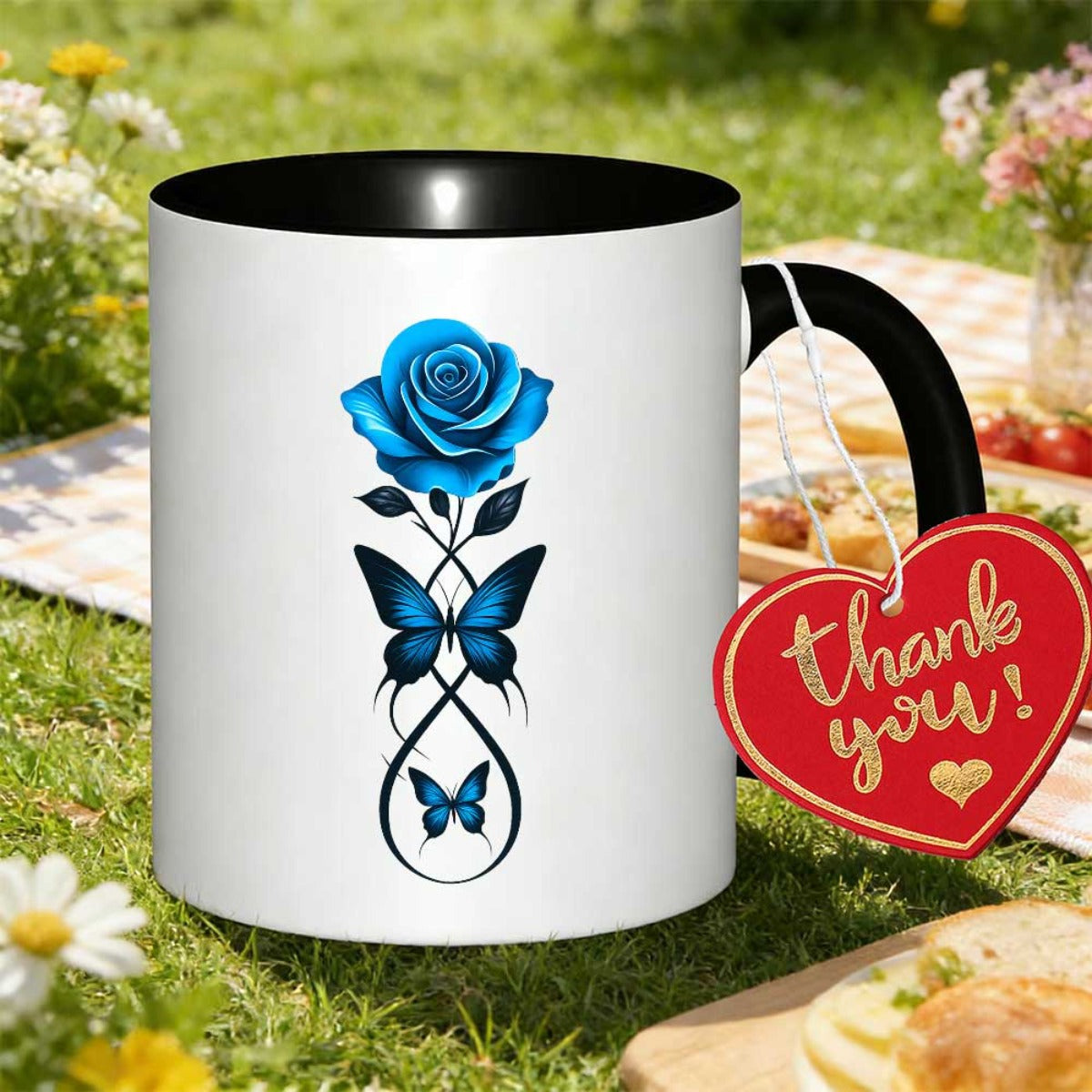Tailorly Black Accent 11 oz Mug - 11oz coffee mug 350ml suitable for hand washing a vibrant and bright addition to coffee bar additions perfect as a