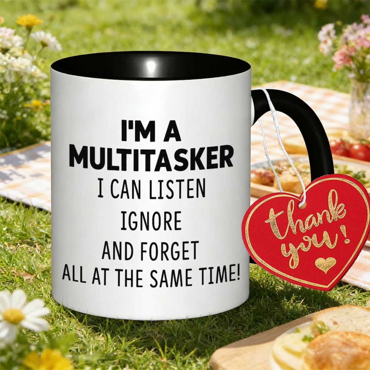 Tailorly Black Accent 11 oz Mug - about multitasking cultural book club meetings