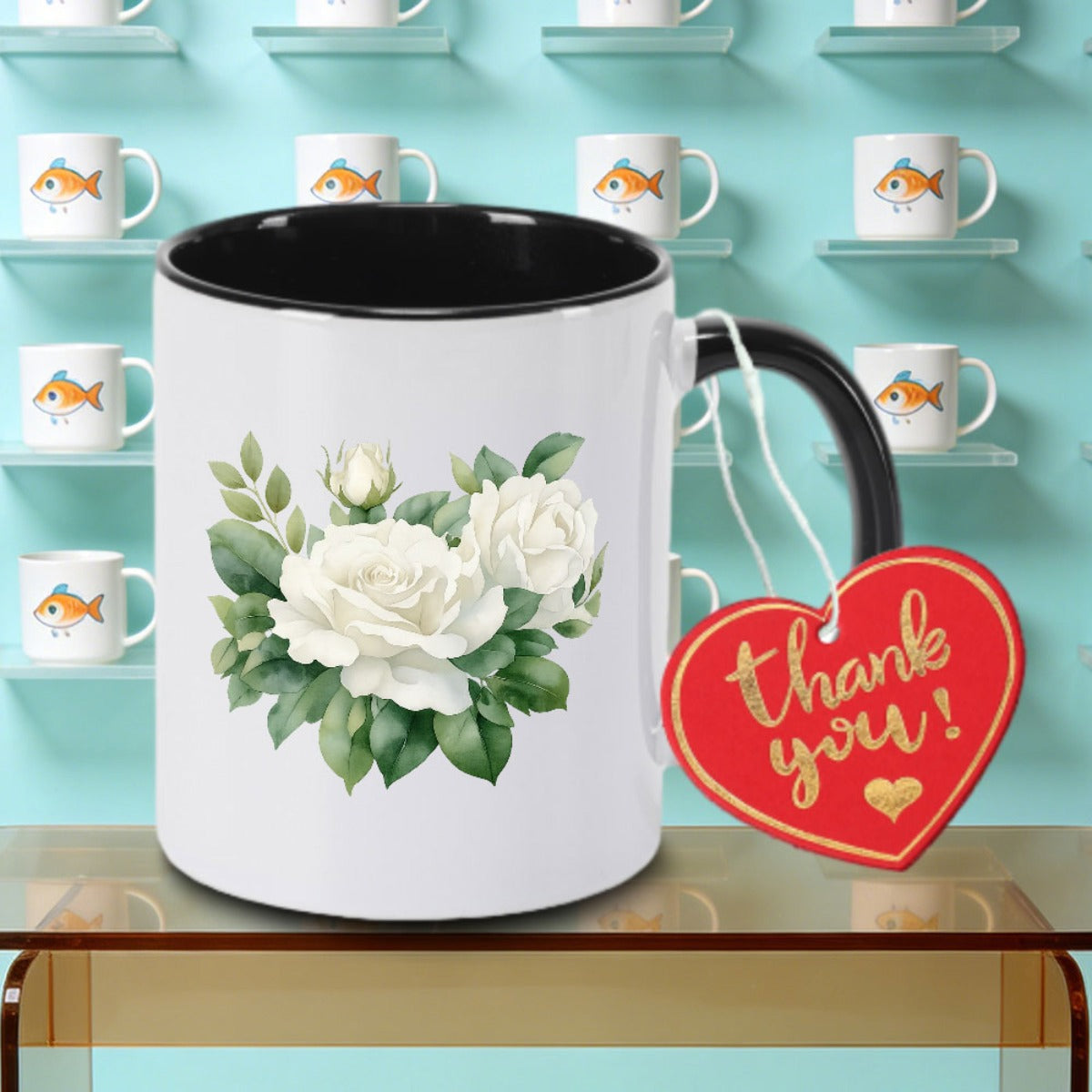 Tailorly Black Accent 11 oz Mug - Floral Designs