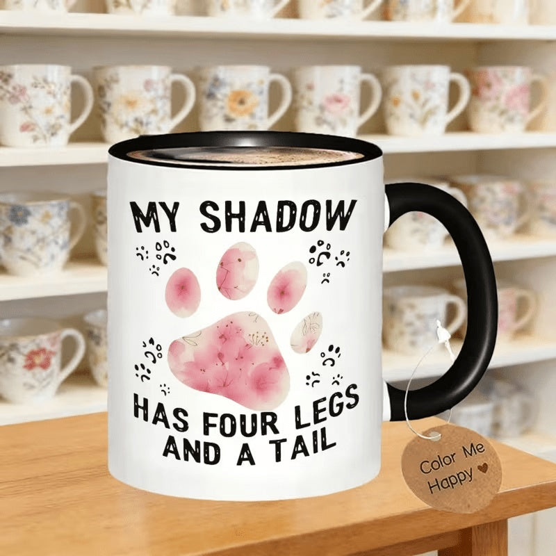 Tailorly Black Accent 11 oz Mug - four legs and a tail humorous prints watercolor logo