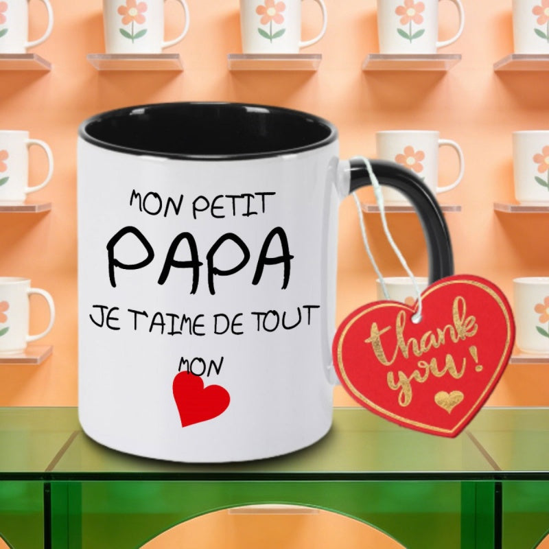 Tailorly Black Accent 11 oz Mug - heart shaped symbol love you