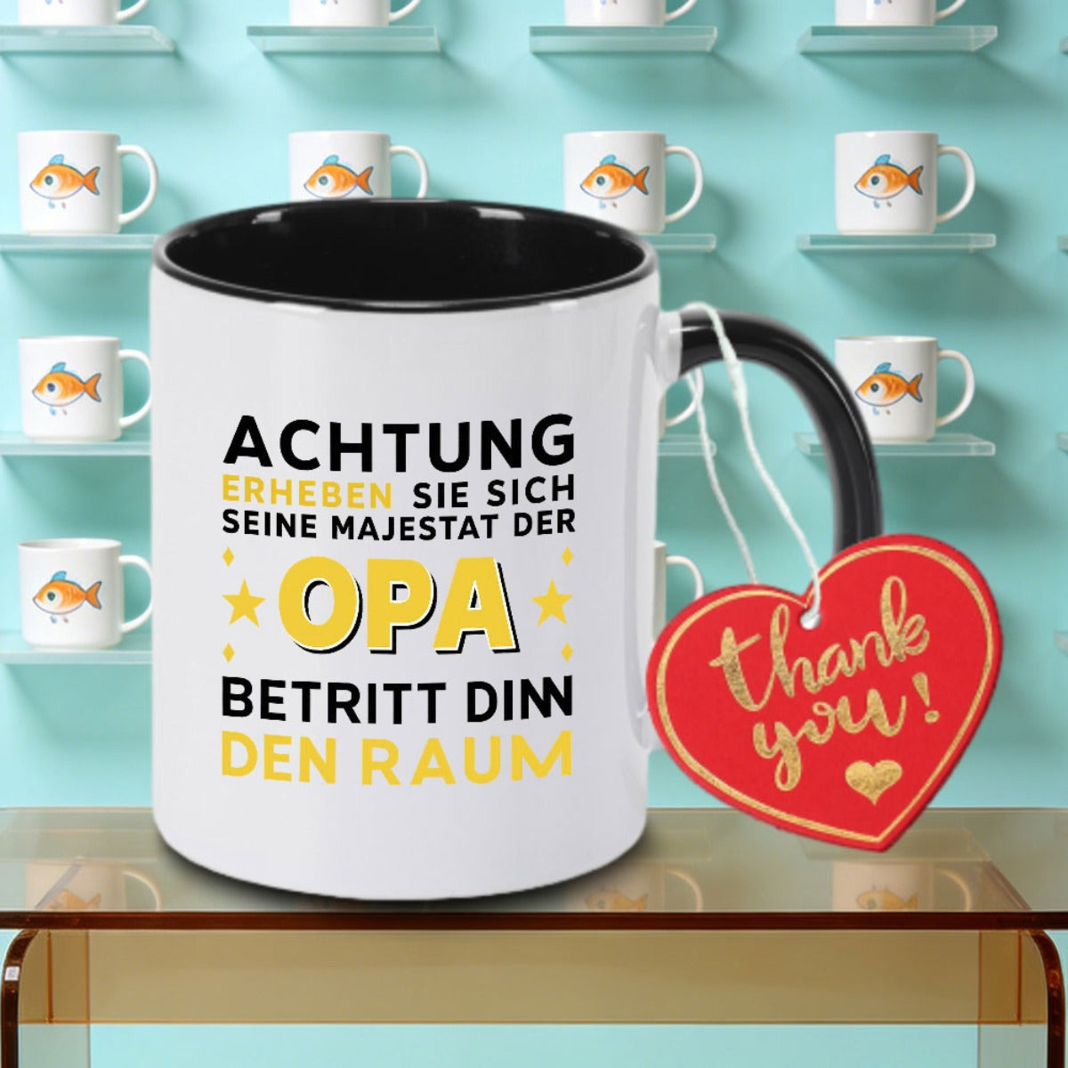 Tailorly Black Accent 11 oz Mug - Black and Yellow Text Logo