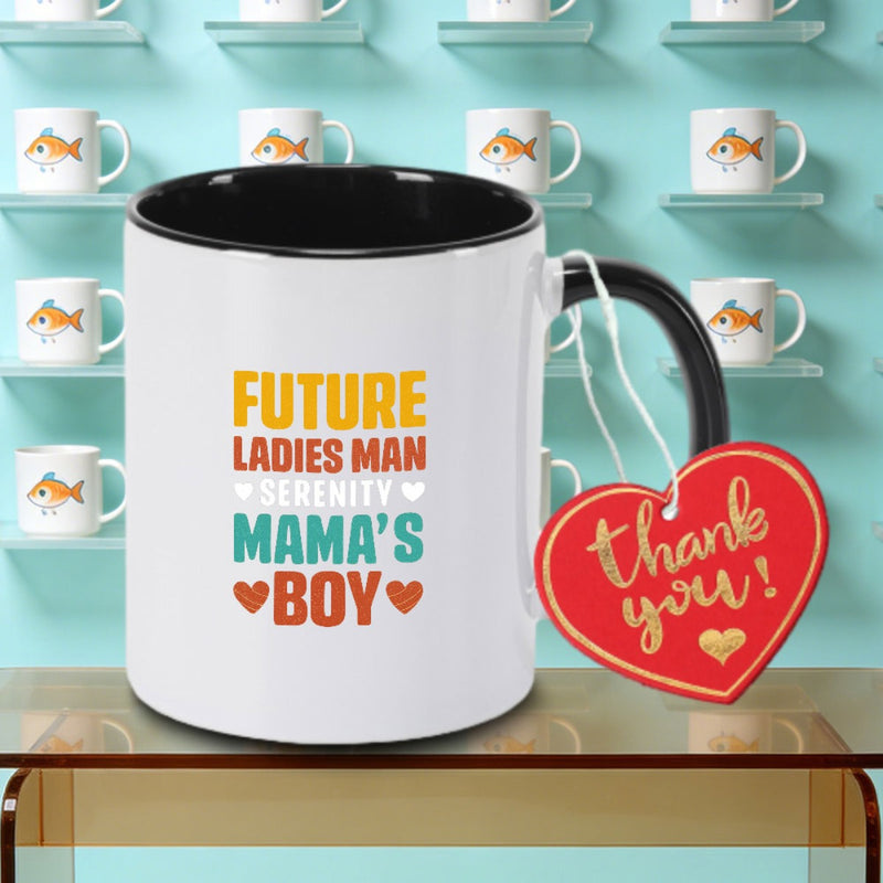 Tailorly Black Accent 11 oz Mug - This Ceramic Coffee Mug Features The FUTURE Heartsm Print Logo Making It a Great Gift for Holidays. Tea