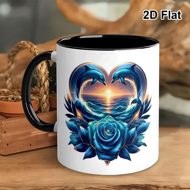 Tailorly Black Accent 11 oz Mug - rose graphic