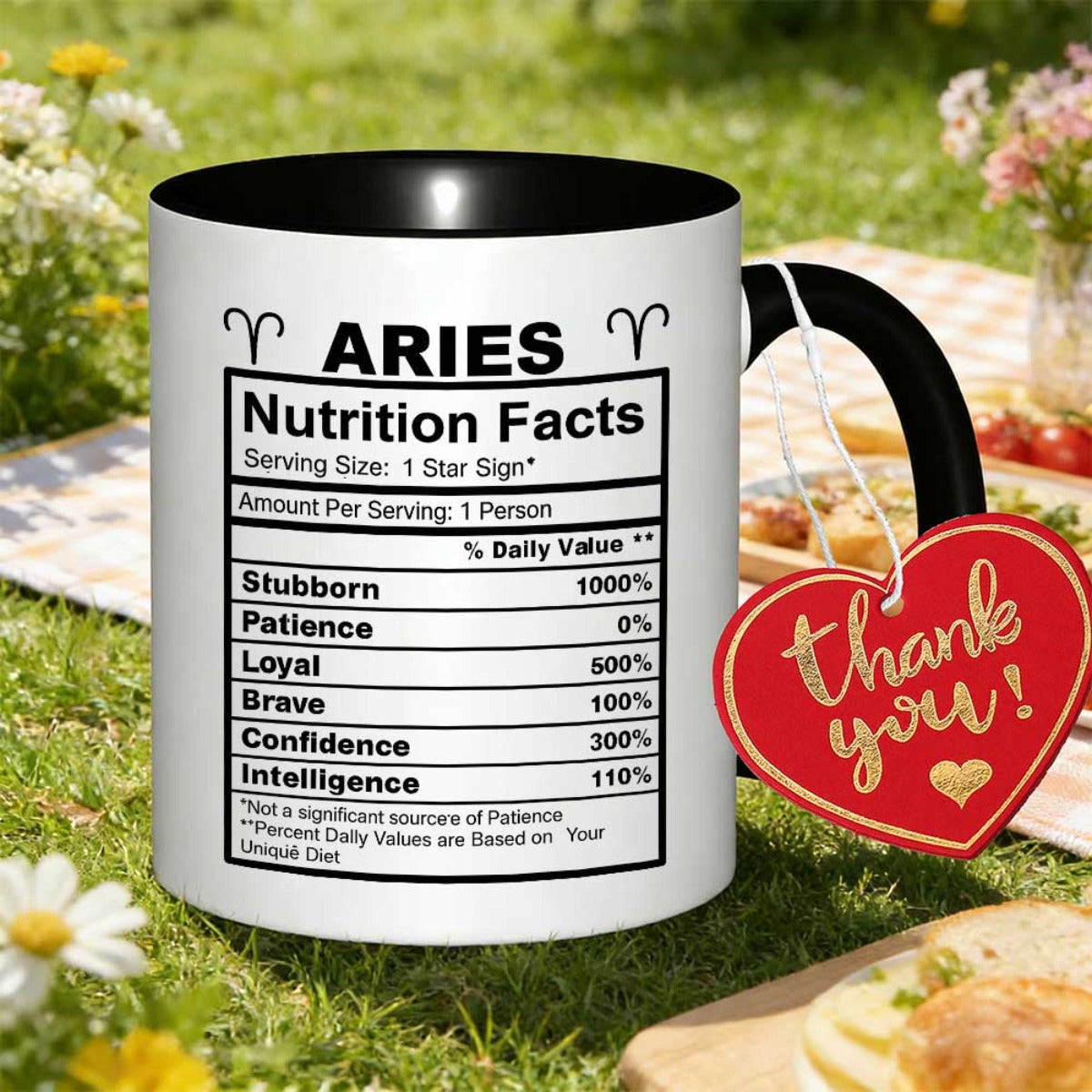Tailorly Black Accent 11 oz Mug - aries symbol
