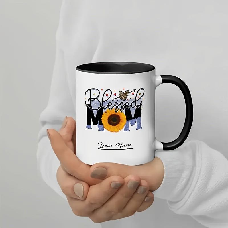 Tailorly Black Accent 11 oz Mug - 1 customizable floral mug hand wash only personalized text gift for mother s day christmas easter thanksgiving