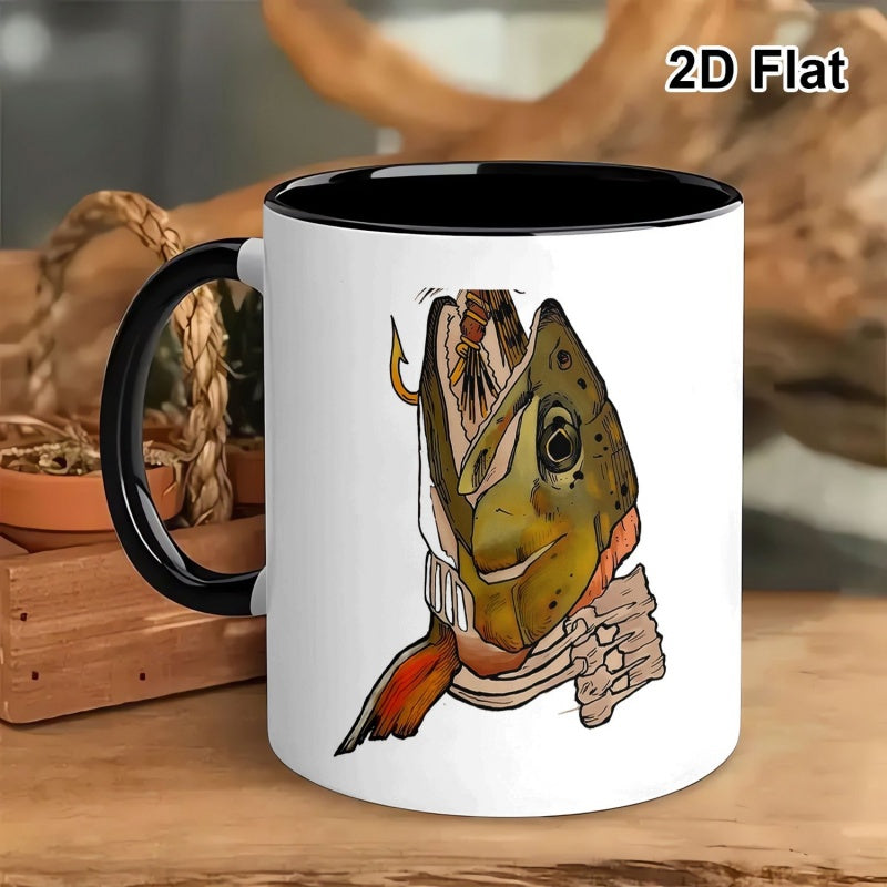 Tailorly Black Accent 11 oz Mug - valentines day fish graphic