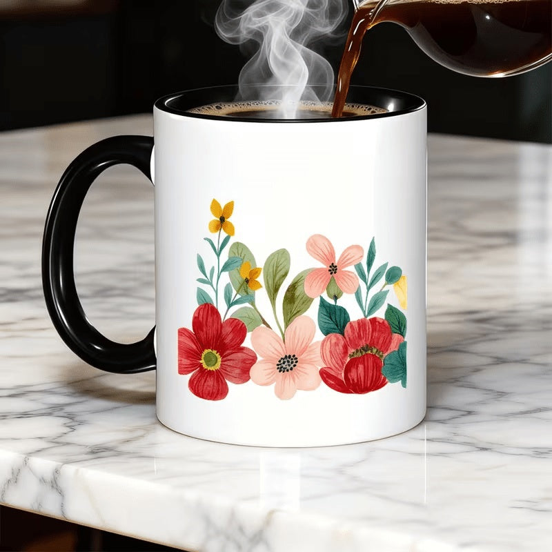 Tailorly Black Accent 11 oz Mug - 11oz ceramic mug suitable for fathers day thanksgiving mothers day gifts cup with lip friendly rim dishwasher spring
