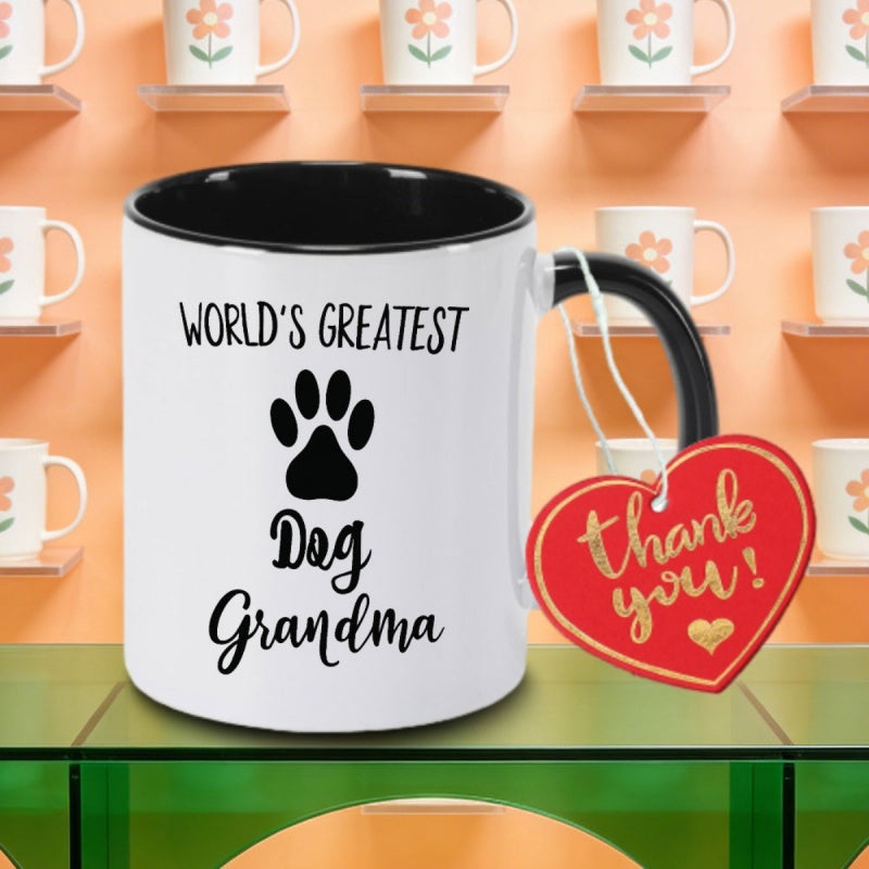 Tailorly Black Accent 11 oz Mug - dog grandma logo