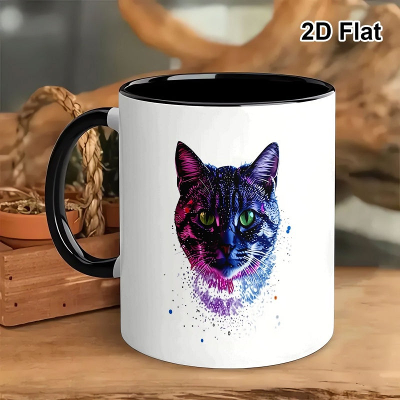 Tailorly Black Accent 11 oz Mug - watercolor cat