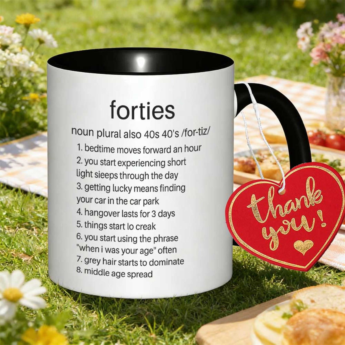 Tailorly Black Accent 11 oz Mug - 40th birthday printed