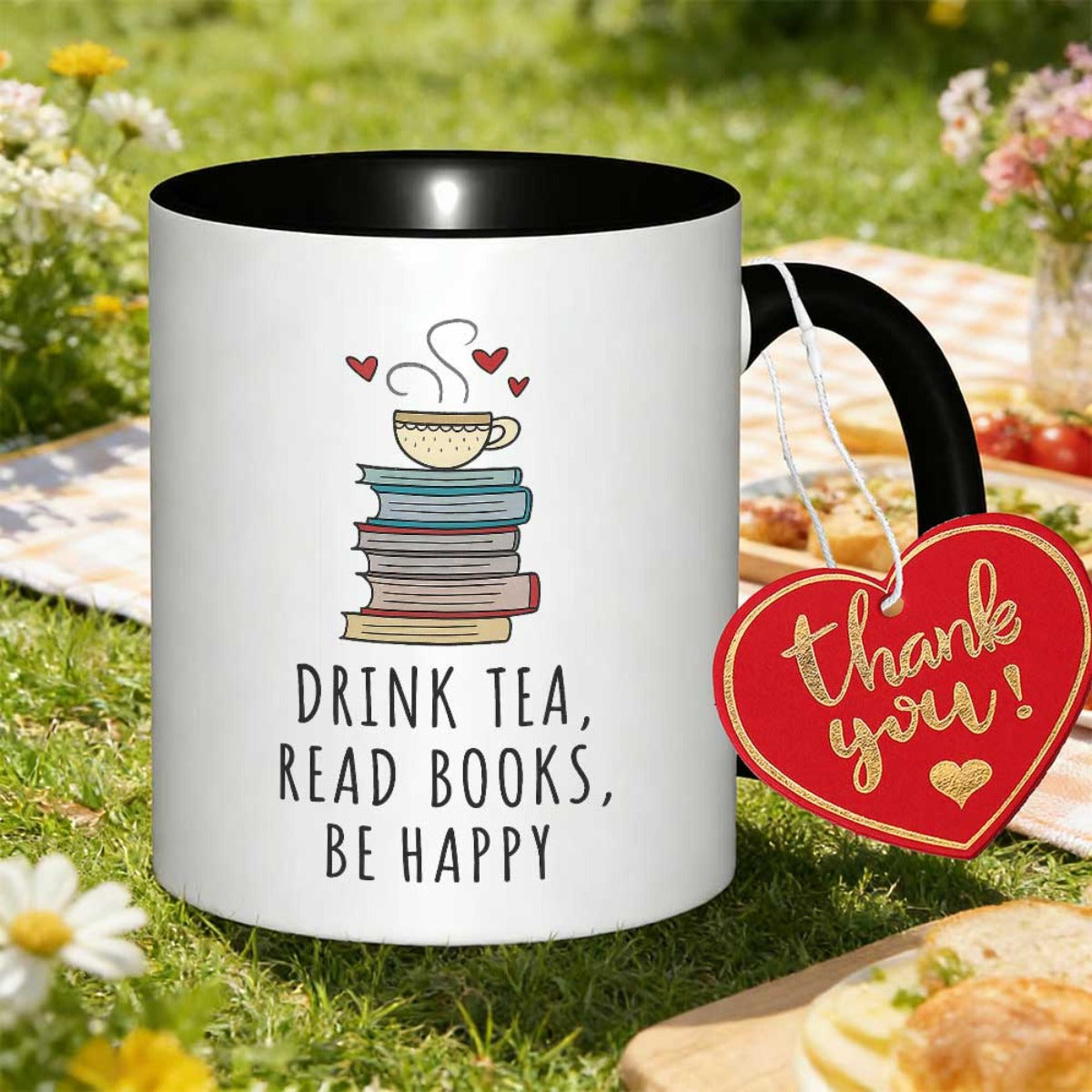 Tailorly Black Accent 11 oz Mug - read books printed text