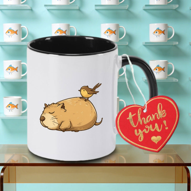 Tailorly Black Accent 11 oz Mug - cats and birds logo