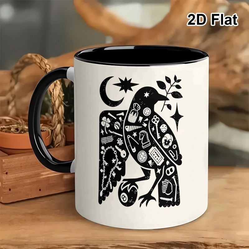 Tailorly Black Accent 11 oz Mug - moon and star