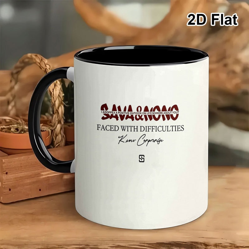 Tailorly Black Accent 11 oz Mug - black and white design with the word "sava"