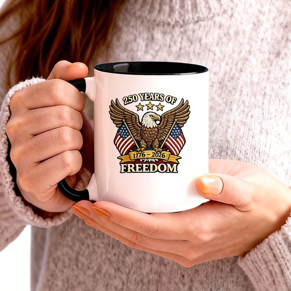 Tailorly Black Accent 11 oz Mug - flags stars