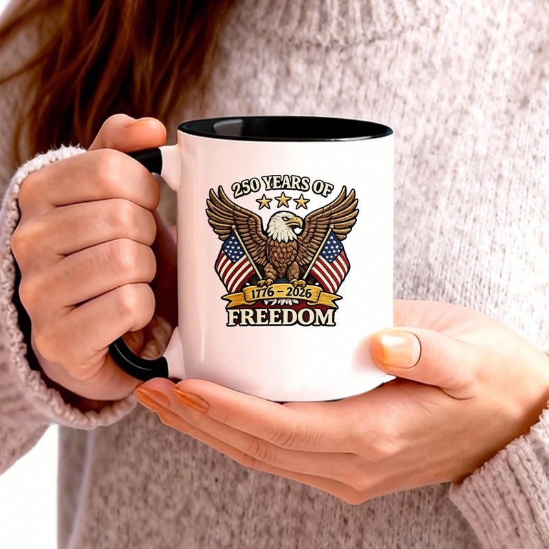 Tailorly Black Accent 11 oz Mug - flags stars