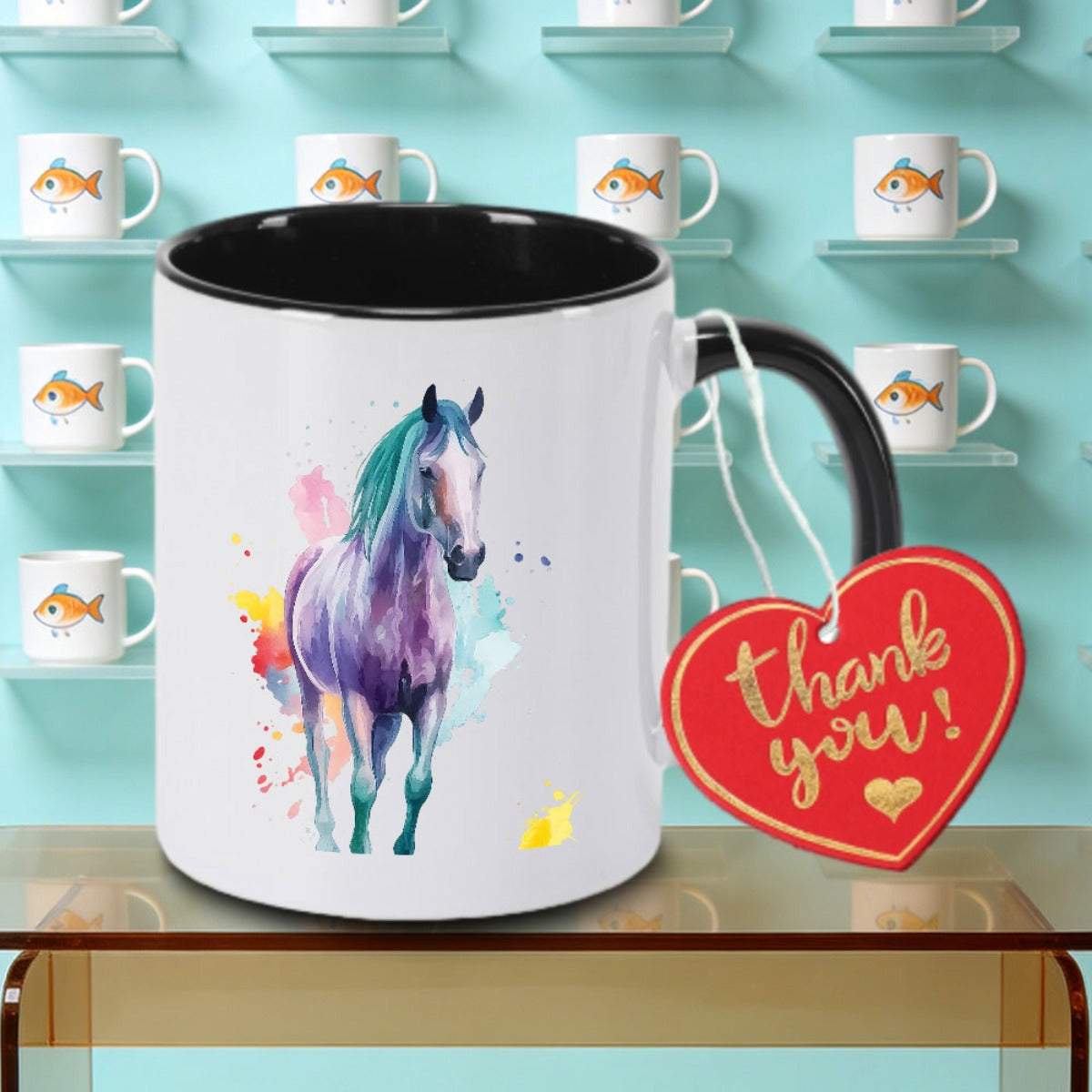 Tailorly Black Accent 11 oz Mug - One Modern Ceramic Coffee Mug Designed for The Kitchen Tea Milk Or Water. This Reusable Cup a Unique for