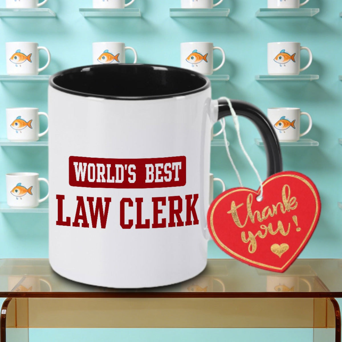 Tailorly Black Accent 11 oz Mug - Red lettering logo