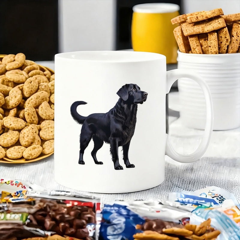 Tailorly White Ceramic 11 oz Mug - Loyal Sleek Black Standing With An Alert And Noble Stature Labrador