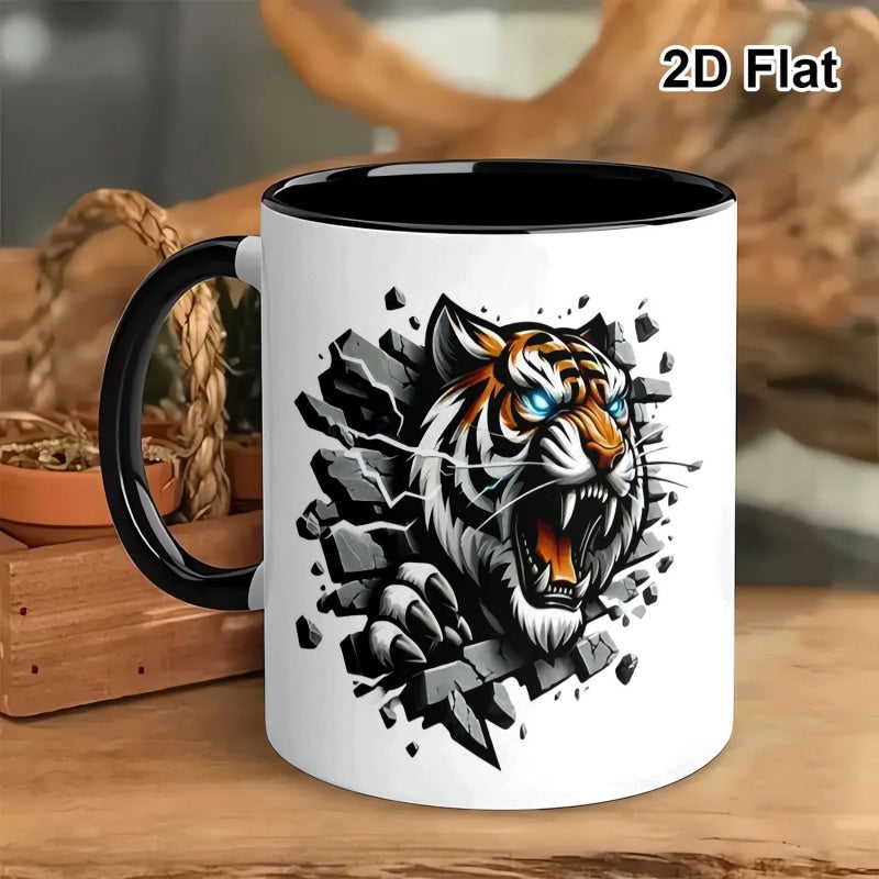 Tailorly Black Accent 11 oz Mug - valentines day gift wall graphic 11oz porcelain cup black and white two tone coffee mug for men and women cool
