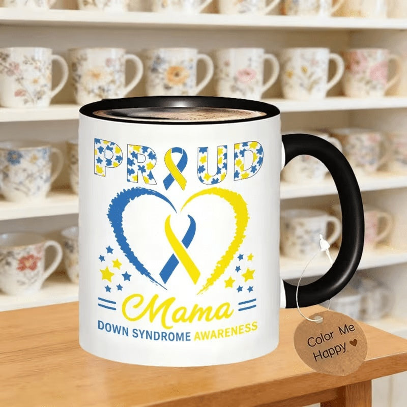 Tailorly Black Accent 11 oz Mug - down awareness mama logo