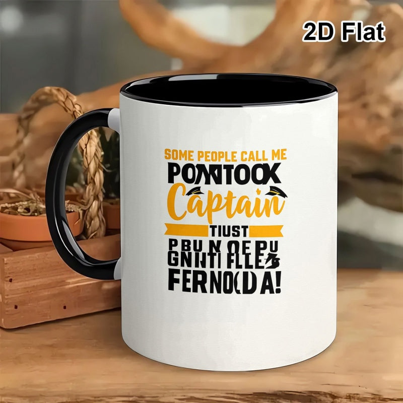 Tailorly Black Accent 11 oz Mug - pontoon captain in a stylish font