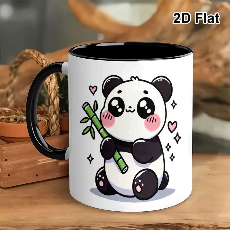 Tailorly Black Accent 11 oz Mug - valentines day panda holding graphic