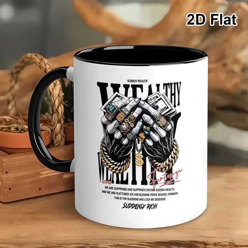 Tailorly Black Accent 11 oz Mug - hands and money