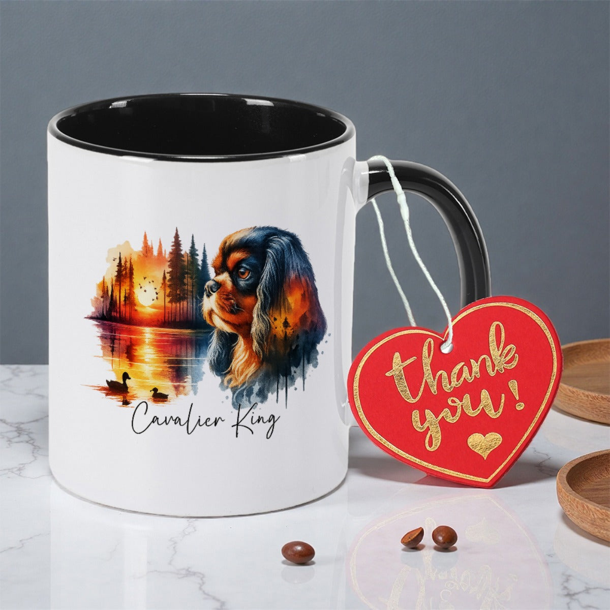 Tailorly Black Accent 11 oz Mug - 1pc adorable mug double sided ceramic coffee tea cup with suitable for office gift for coworkers for mom