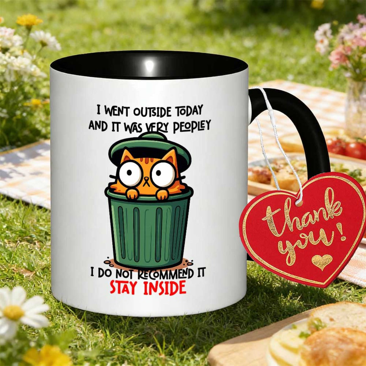 Tailorly Black Accent 11 oz Mug - funny cartoon cat