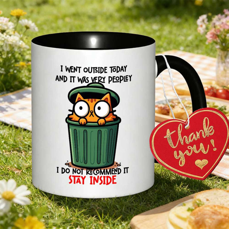 Tailorly Black Accent 11 oz Mug - funny cartoon cat