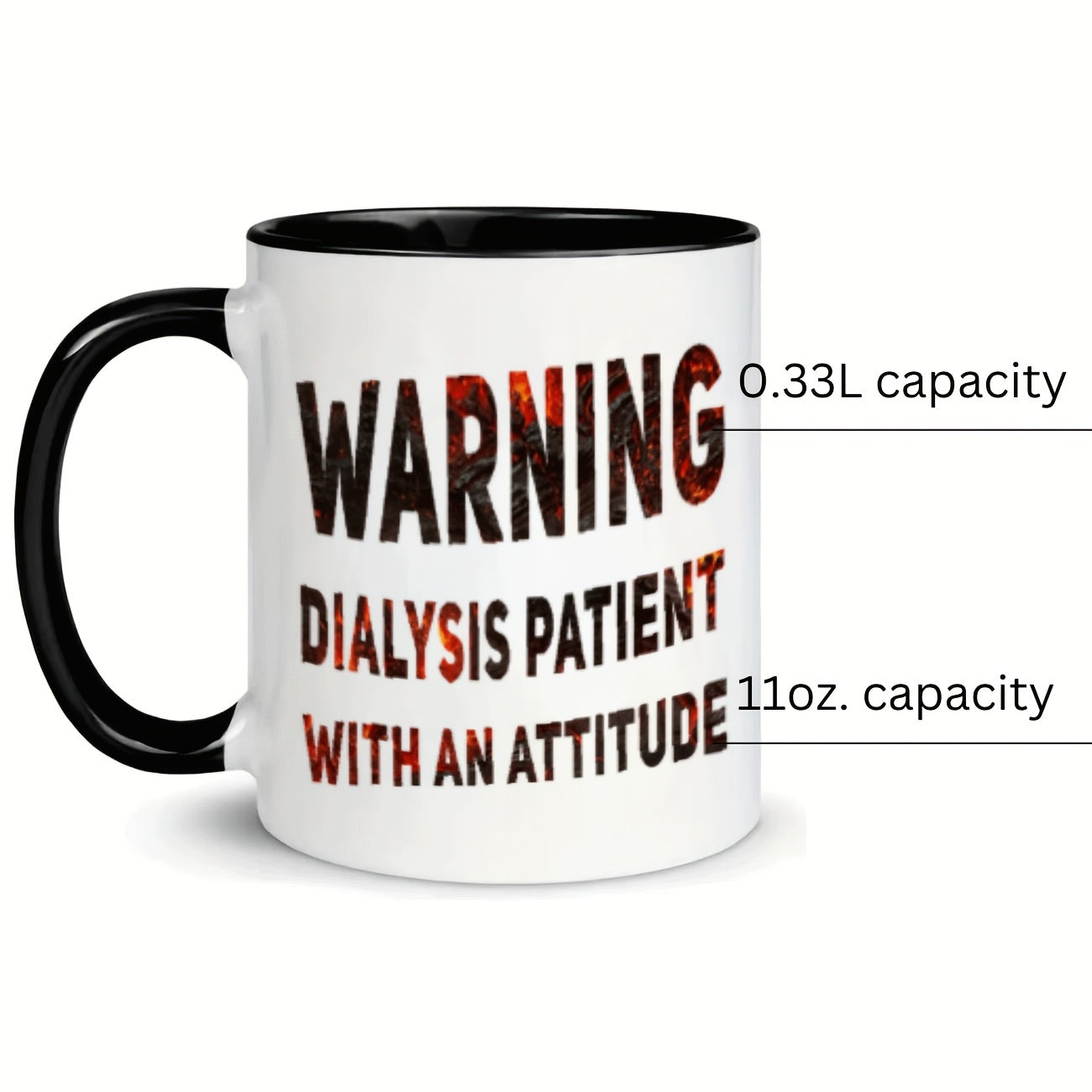 Tailorly Black Accent 11 oz Mug - patient attitude text