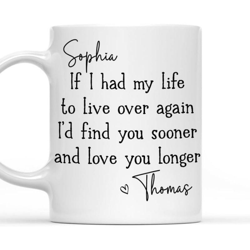 Tailorly White Ceramic 11 oz Mug - Sophia Thomas If I Had My Life To Live Over Again Minimalist Typography Featuring Elegant Script And Small Delicate Hand Drawn
