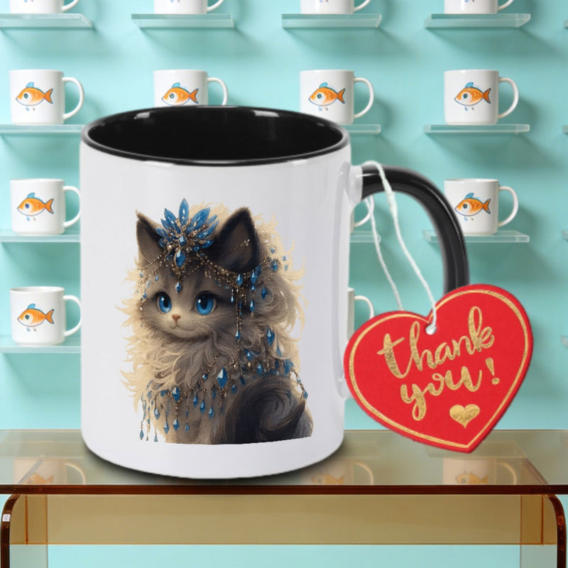 Tailorly Black Accent 11 oz Mug - A Single Cat