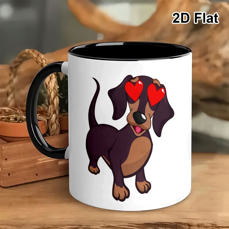 Tailorly Black Accent 11 oz Mug - valentines day dachshund love heart eyes
