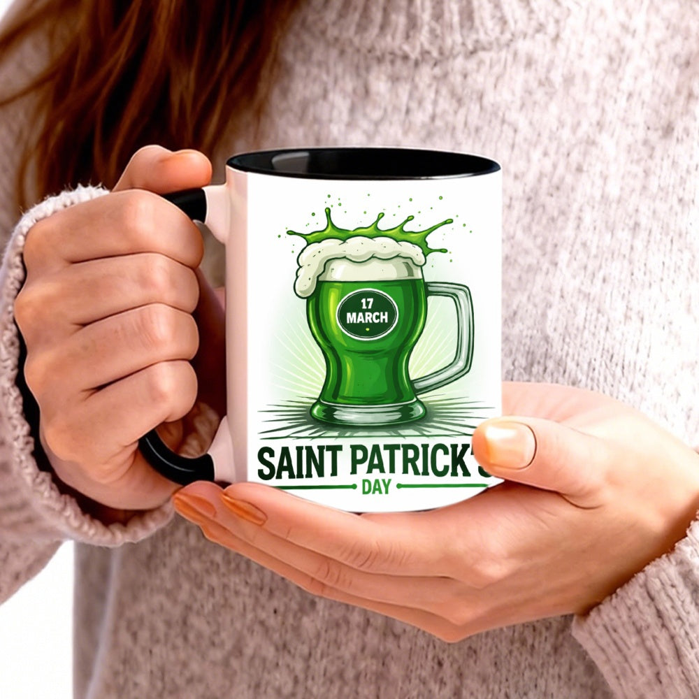 Tailorly Black Accent 11 oz Mug - foam splash on beer mug