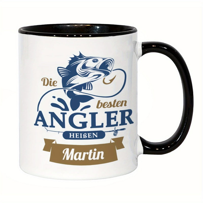 Tailorly Black Accent 11 oz Mug - 1pc 7 color mug ceramic cup 11oz 325ml funny gift microwave safe holiday gift coffee mug with name gift for fisherman