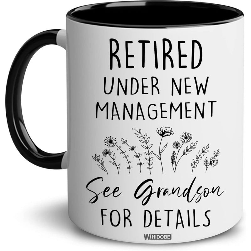 Tailorly Black Accent 11 oz Mug - retired mug retired under see grandson for details accent mug funny happy retirement gift for grandma women from