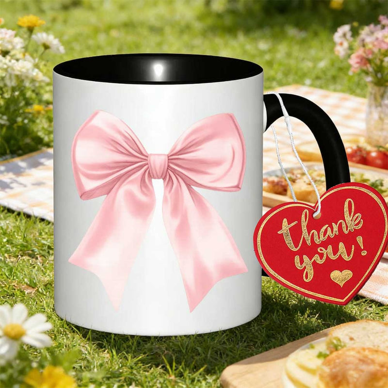 Tailorly Black Accent 11 oz Mug - elegant pink bow