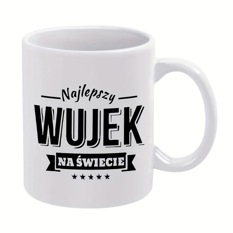Tailorly White Ceramic 11 oz Mug - Sleek With Bold Black Script And Decorative Stars Mug