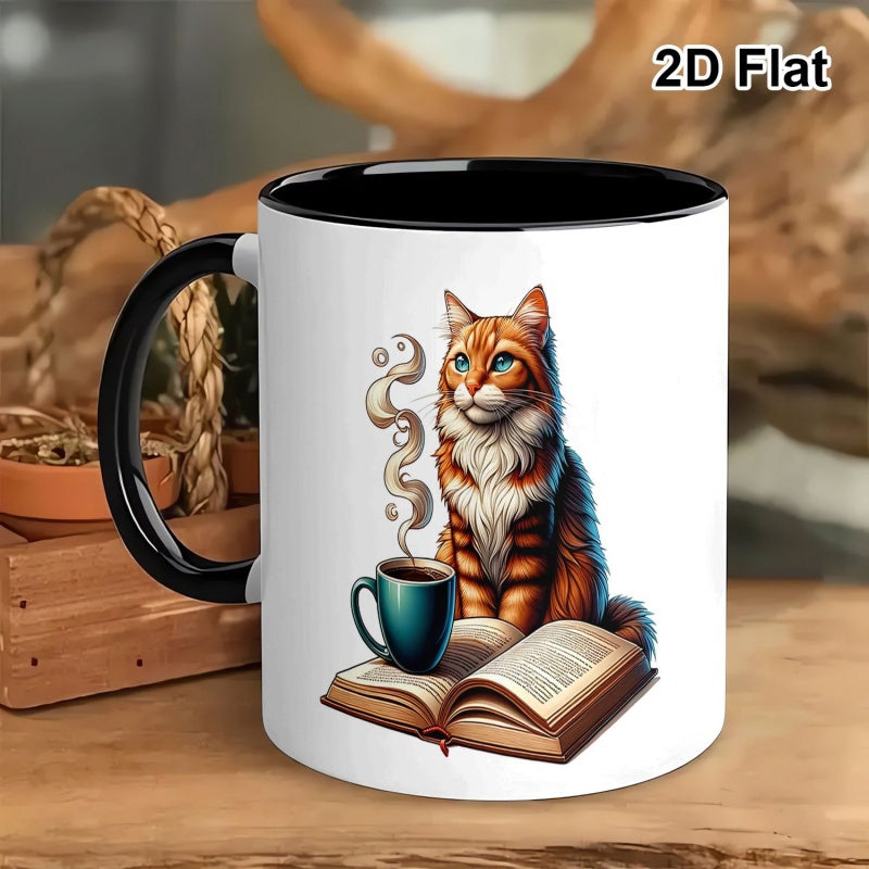 Tailorly Black Accent 11 oz Mug - cute feline graphic