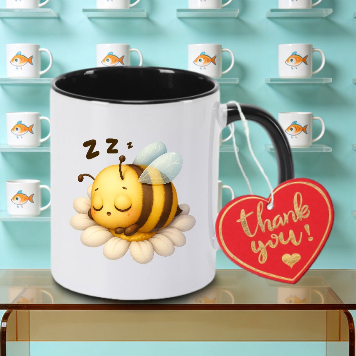 Tailorly Black Accent 11 oz Mug - 1pc of a Summer-Themed Ceramic Coffee Mug Tea Milk Or Water. A Considerate Gift for Thanksgiving Ideal for