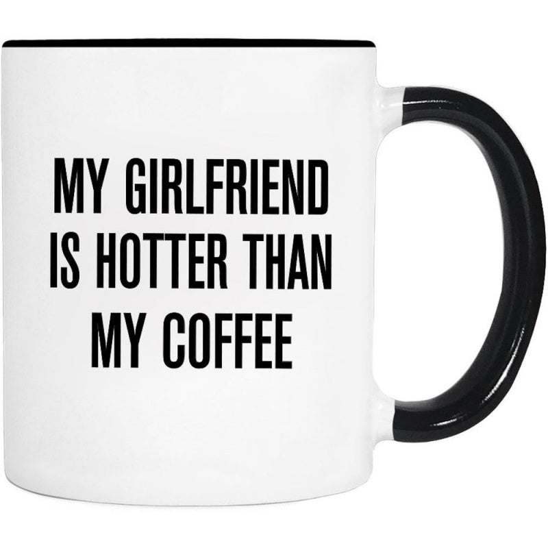 Tailorly Black Accent 11 oz Mug - my girlfriend is more attractive than (text)