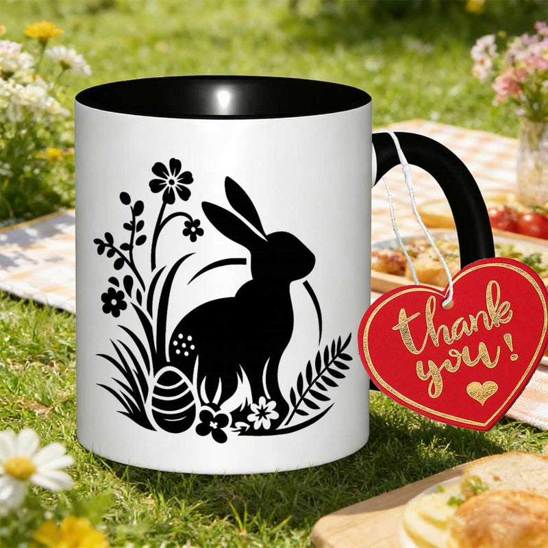 Tailorly Black Accent 11 oz Mug - cute rabbits