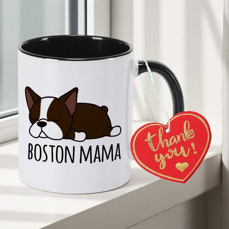 Tailorly Black Accent 11 oz Mug - Boston Terrier print