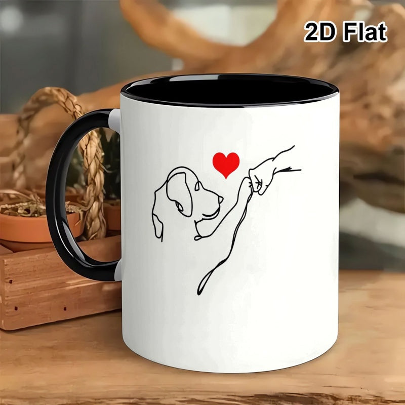 Tailorly Black Accent 11 oz Mug - dog paw art red heart graphic