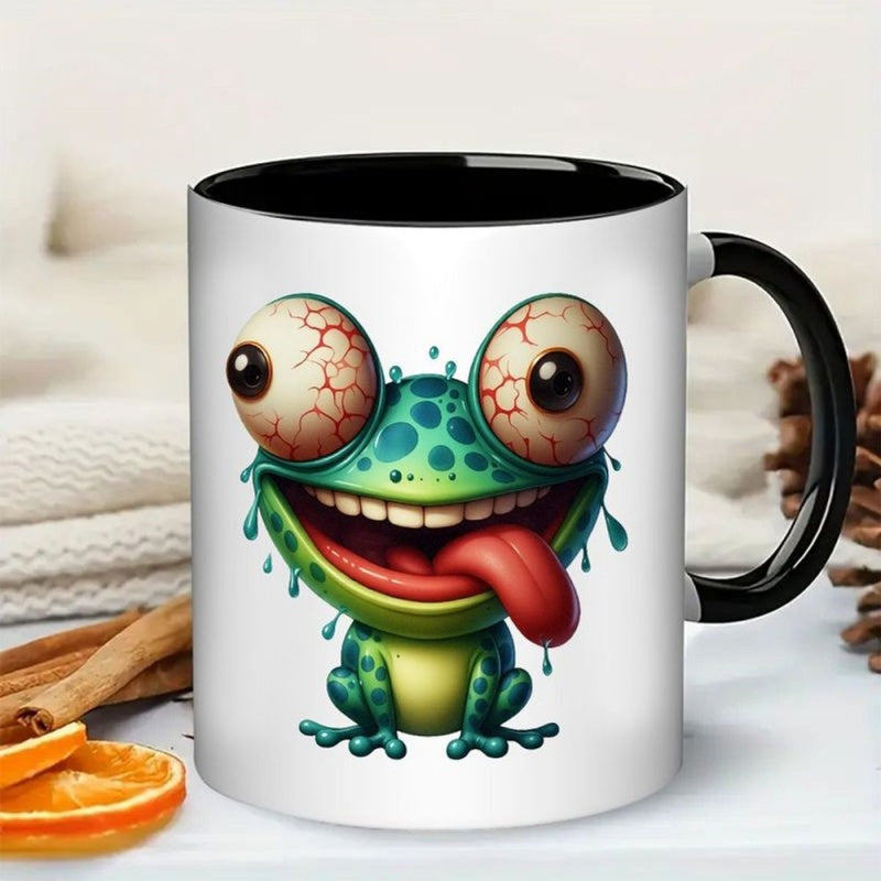 Tailorly Black Accent 11 oz Mug - cute cartoon frog