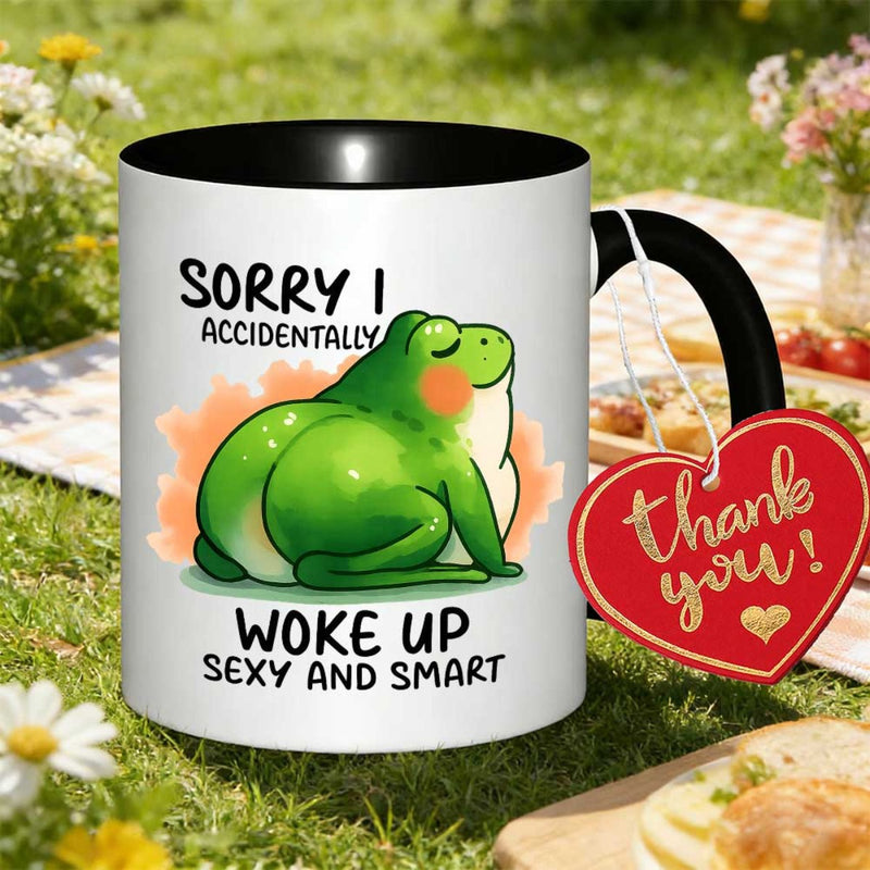 Tailorly Black Accent 11 oz Mug - sorry i accidentally up printed text
