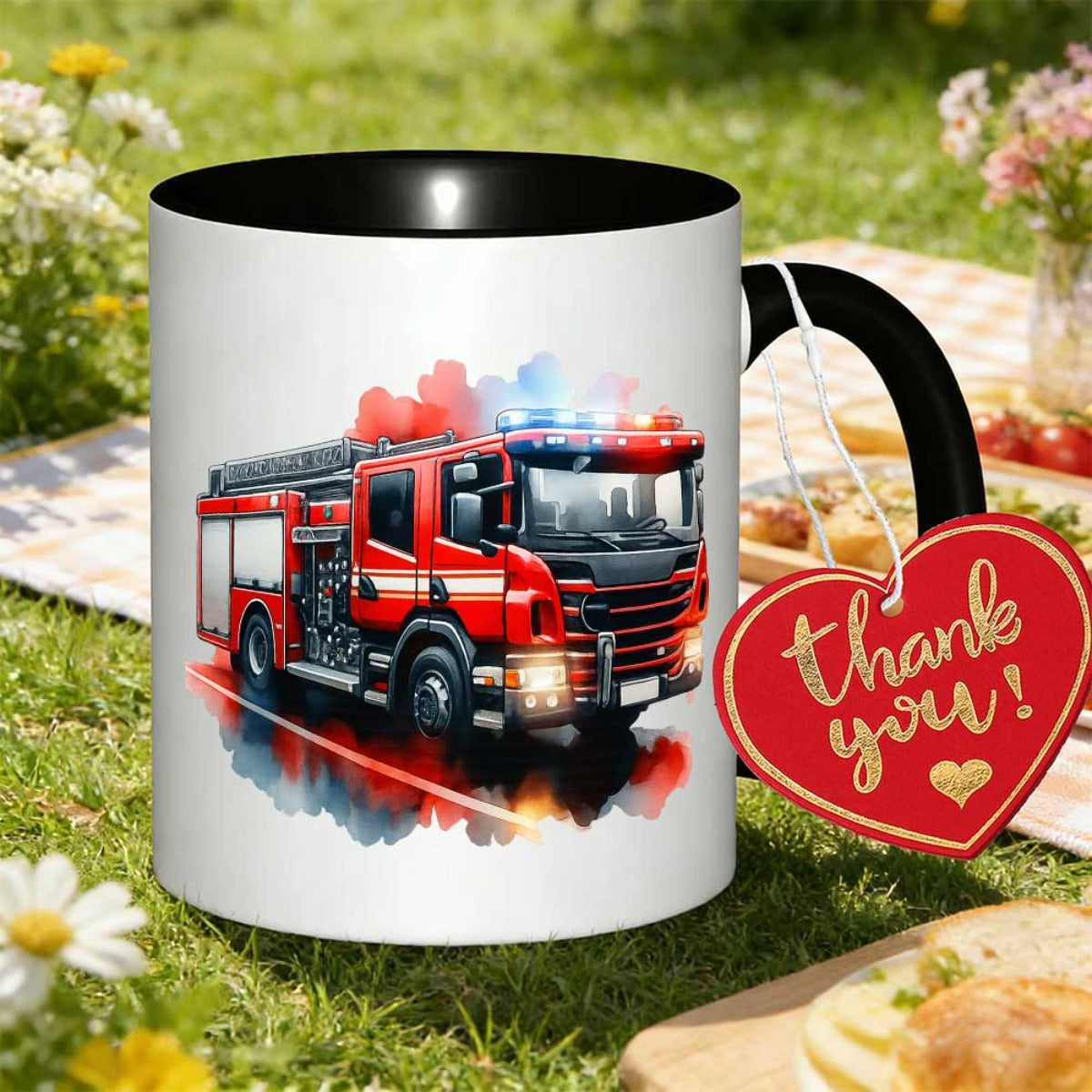Tailorly Black Accent 11 oz Mug - truck christmas printed
